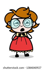 Unlucky - Teenager Cartoon Intelligent Girl Vector Illustration