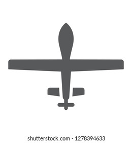 Unmanned Aerial Glyph Icon, Military And Vehicle, Drone Sign, Vector Graphics, A Solid Pattern On A White Background, Eps 10.