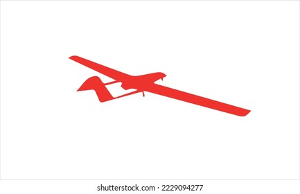 Unmanned aerial vehicle Bayraktar TB2 SIHA silhouette vector on a white background.Vector drawing of unmanned combat aerial vehicle. Side view. Image for illustration and infographics.
