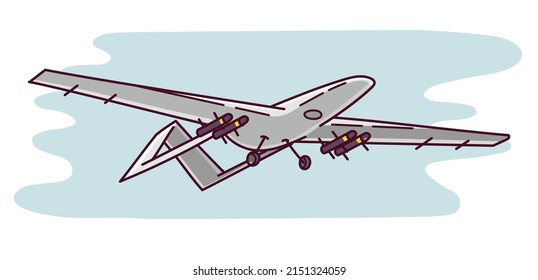 Unmanned Aerial Vehicle Bayraktar Vector On A White Background. Vector Drawing Of Unmanned Combat Aerial Vehicle