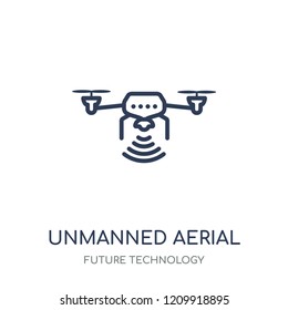 Unmanned aerial vehicle icon. Unmanned aerial vehicle linear symbol design from Future technology collection.