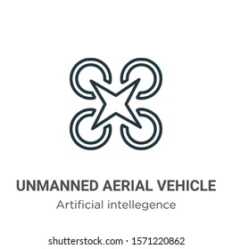 Unmanned aerial vehicle outline vector icon. Thin line black unmanned aerial vehicle icon, flat vector simple element illustration from editable artificial intellegence and future technology concept 