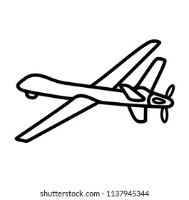 Unmanned aerial vehicle (UAV). Vector flat line icon illustration isolated on white background. 