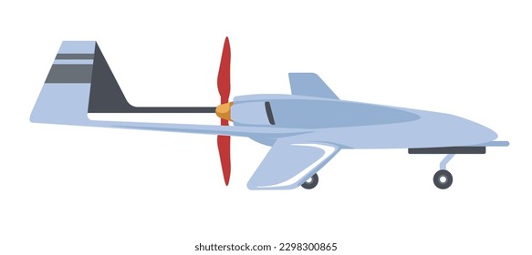 Unmanned aerial vehicles or drones, isolated small aircrafts with propellers and wings and wheels. Modern technologies and gadgets for spying, filming or surveillance system. Vector in flat style