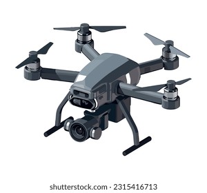 Unmanned drone surveillance icon isolated