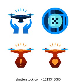 unmanned icon set. vector set about drone icons set.