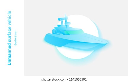 Unmanned surface vehicle concept. Gradient vector illustration for print and web.