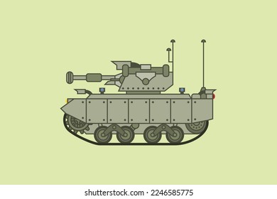 Unmanned Tank Vector Illustration Side View 01