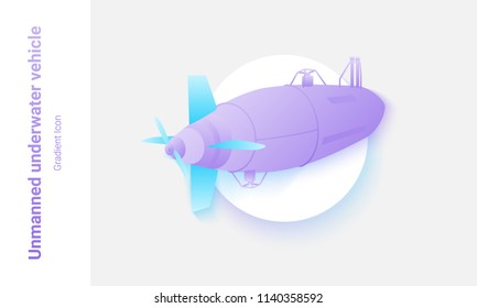 Unmanned underwater vehicle. Colorful vector illustration for web and print.