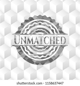 Unmatched realistic grey emblem with cube white background