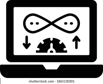 Unmetered Bandwidth Vector Glyph Icon Design, Cloud Computing And Web Hosting Services Symbol On White Background, Unlimited Data Transfer Rate Concept, Endless Resources