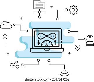 Unmetered Bandwidth Vector Icon Design, Cloud computing and Web Hosting services Symbol, Unlimited Data Transfer Rate Concept, Endless Resources stock illustration, 