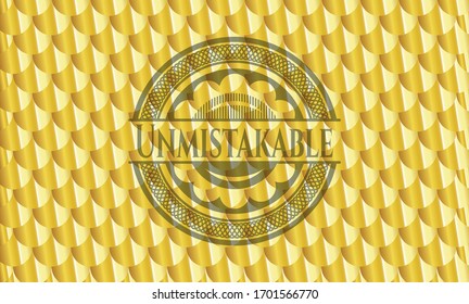 Inconfundible insignia de oro. Patrón de escalas. Ilustración vectorial. Detallado.
