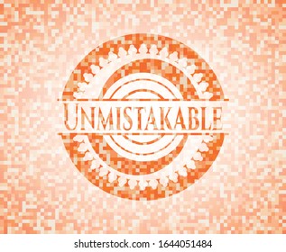 Unverwechselbares orangefarbenes Mosaik-Emblem. Vektorillustration Illustration. Detaillierte Angaben.