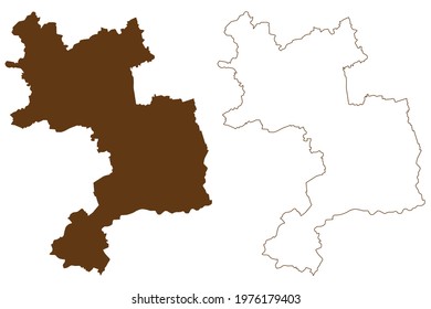 Unna district (Federal Republic of Germany, State of North Rhine-Westphalia, NRW, Arnsberg region) map vector illustration, scribble sketch Unna map