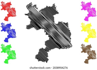 Unna district (Federal Republic of Germany, State of North Rhine-Westphalia, NRW, Arnsberg region) map vector illustration, scribble sketch Unna map