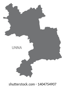 Unna grey county map of North Rhine-Westphalia DE