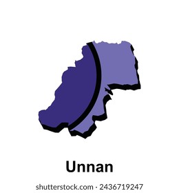 Unnan vector world map City illustration. Isolated on white background, for business