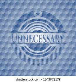 Unnecessary blue badge with geometric background. Vector Illustration. Detailed.