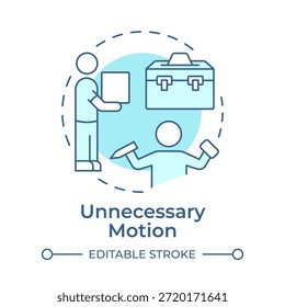 Icono de concepto azul suave de movimiento innecesario. Gestión de tareas, mantenimiento de productos. Control de flujo de trabajo. Ilustración de línea de forma redonda. Abstractas idea. Diseño gráfico. Fácil de usar en el artículo, infografía