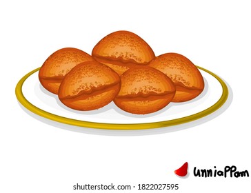 Unni Appam Indian Sweet Dish Food Vector