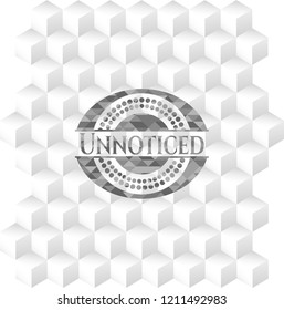 Unnoticed realistic grey emblem with cube white background