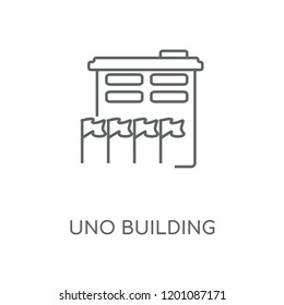 UNO Building linear icon. UNO Building concept stroke symbol design. Thin graphic elements vector illustration, outline pattern on a white background, eps 10.