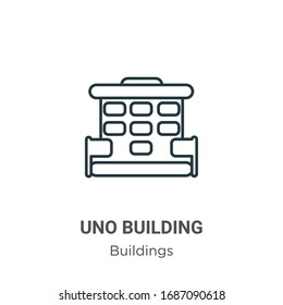 Uno building outline vector icon. Thin line black uno building icon, flat vector simple element illustration from editable buildings concept isolated stroke on white background