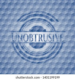 Unobtrusive blue emblem with geometric pattern background. Vector Illustration. Detailed.