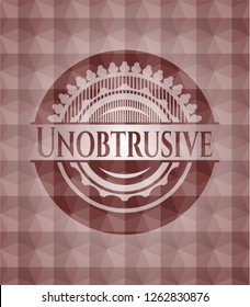 Unobtrusive red geometric badge. Seamless.