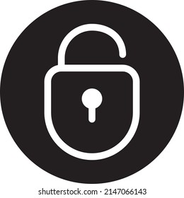 Unock, padlock, open icon o logo ilustración vectorial gráfica con estilo negro, blanco y sólido. Uso perfecto para ui, sitio web, patrón, diseño, etc.
