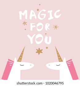 Unocorns label, boho style, type kids poster. Decor elements, sticker, card for social networks and other, postcard. Vector, clip art. Isolated. 