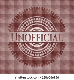 Unofficial red badge with geometric pattern background. Seamless.