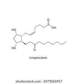 Unoprostone flat skeletal molecular structure Prostaglandin Analogue drug used in Glaucoma treatment. Vector illustration scientific diagram.