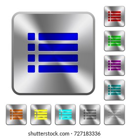 Unordered list engraved icons on rounded square glossy steel buttons