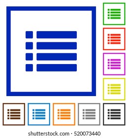 Unordered list flat color icons in square frames