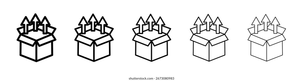 Unpack icon isolated vector on white background set