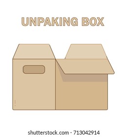 Unpacking box icon, flat style