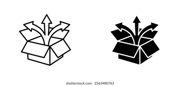 Unpacking icons in outline and fill. vector illustration for ui.