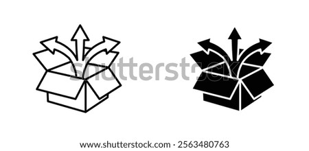 Unpacking icons in outline and fill. vector illustration for ui.