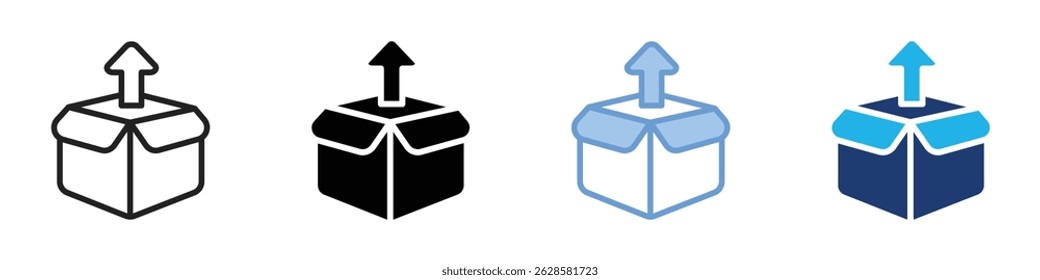 Desembalaje multi estilo. Conjunto de iconos de ilustración simple.