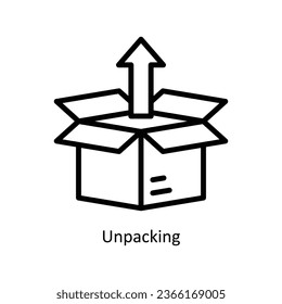 Entpacken von Vektorgrafik-Umriss Design-Illustration. Web-Store-Symbol auf weißem Hintergrund EPS10-Datei 
