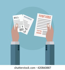 Unpaid bills, payment overdue vector illustration