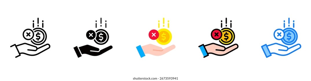 Unpaid Icon Multiple Style Vector Illustration