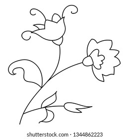 unpainted flower sketch - Shutterstock ID 1344862223
