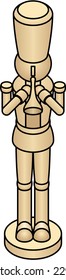 An unpainted, wooden christmas nut cracker doll.