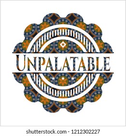 Unpalatable arabic style emblem. Arabesque decoration.