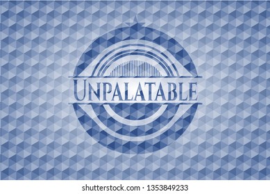 Unpalatable blue hexagon badge.