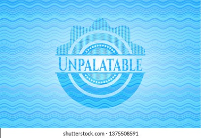 Unpalatable water wave concept style emblem.