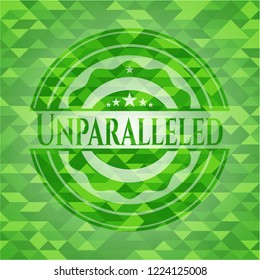 Unparalleled green emblem with mosaic ecological style background